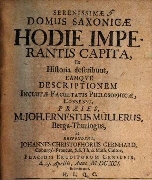 Serenissimae Domus Saxonicae hodie imperantis capita
