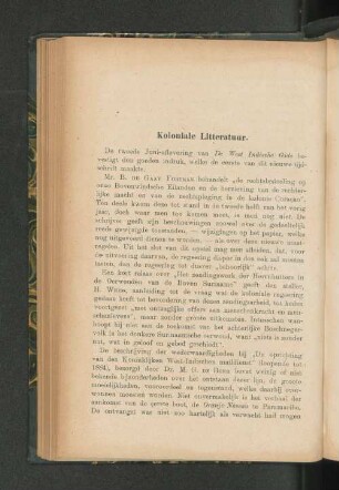 Koloniale Litteratuur, door G. d. l. V.