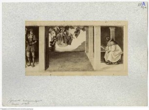Esther vor Ahasuerus und drei Episoden aus dem Leben des heiligen Hieronymus, Christus und Hieronymus erscheinen Cyrill