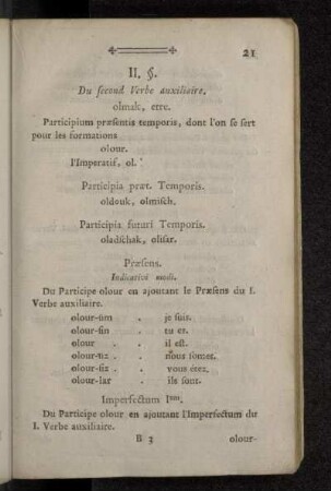 II. §. Du second Verbe auxiliaire.