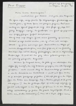 Brief von Paul Eipper an Gerhart Hauptmann