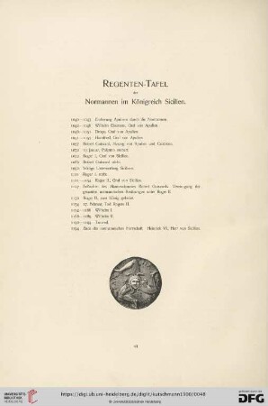 Regenten-Tafel der Normannen im Königreich Sicilien