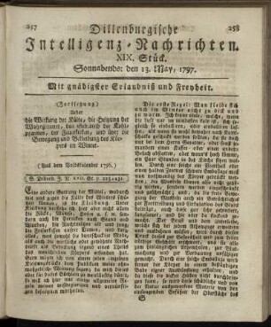 XIX.Stück. Sonnabends: den 13. May 1797.