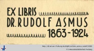 [Provenienz]: Asmus, Rudolf