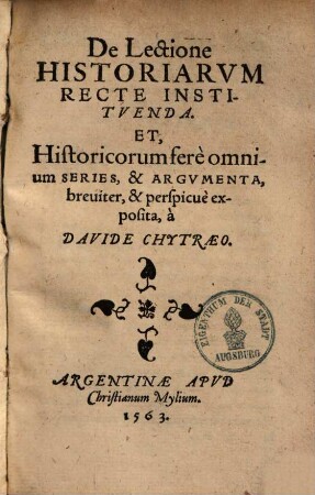 De lectione historiarum recte instituenda