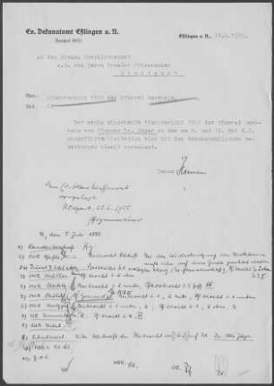 Berkheim: Visitationsbericht mit Pfarrbericht 1955