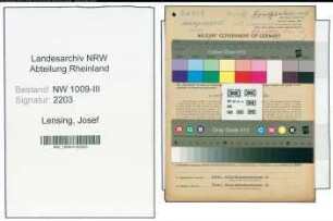 Entnazifizierung Josef Lensing , geb. 12.03.1902 (Baecker)