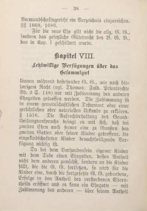 Kapitel VIII. Letztwillige Verfügungen über das Gesammtgut