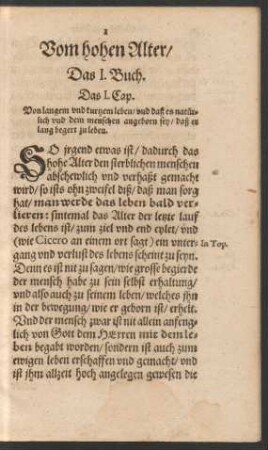 Das I. Cap. Von langem und kurtzem leben ...