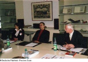 Doris Ander-Donath, Peter Kopp (Leiter des Körnerschen Singvereins) und Prof. Thomas Bürger (Generaldirektor der SLUB Dresden)