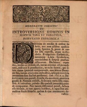 Disp. theol. de introversione hominis in seipsum cum vera, tum fanatica