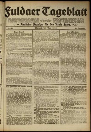 Ausgabe vom Mittwoch, den 23. Juni 1920.