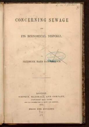 Concerning sewage and its economical disposal