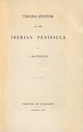 Uniclinal structure of the Iberian Peninsula by J. Macpherson