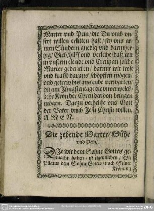 Die zehende Marter, Mühe und Pein