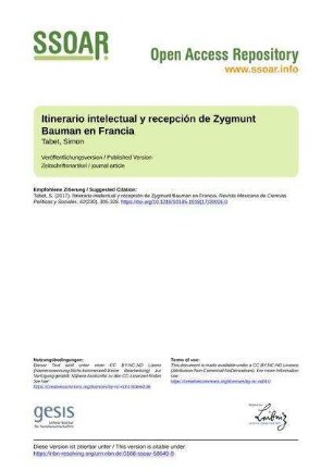 Itinerario intelectual y recepción de Zygmunt Bauman en Francia