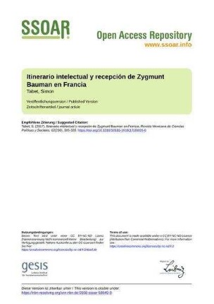 Itinerario intelectual y recepción de Zygmunt Bauman en Francia