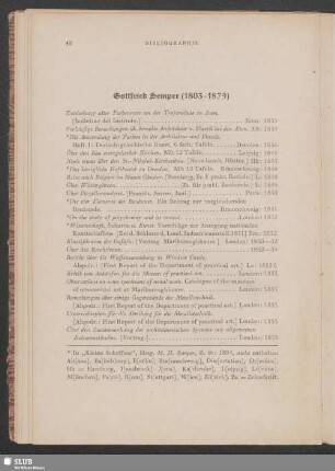 Bibliographie: Gottfried Semper (1803-1879)