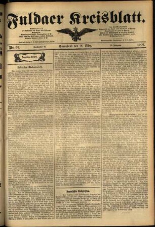 Zweite Ausgabe vom Samstag, den 16. März 1907.