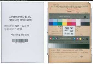 Entnazifizierung Helene Mehling , geb. 30.01.1921 (Fuersorgerin)