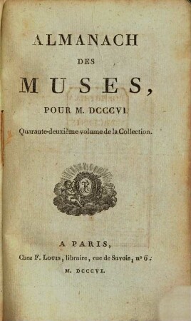 Almanach des muses : ou choix des poésies fugitives. 1806