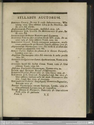 Syllabus Auctorum