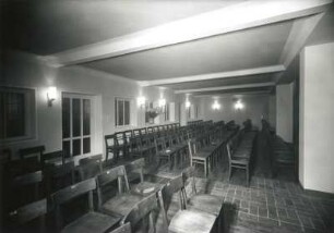 Dresden-Altstadt, Brühlscher Garten 4. Gemeindesaal (1957-1958; H. Rettig) der Evangelisch-Reformierten Gemeinde. Nördliches Seitenschiff