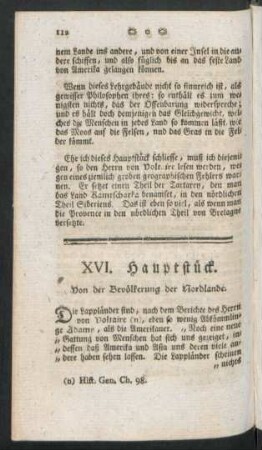 XVI. Hauptstück. Von der Bevölkerung der Nordlande
