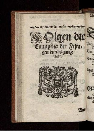 Folgen die Evangelia der Festagen durchs gantze Jahr