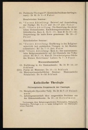 48-50, Katholische Theologie