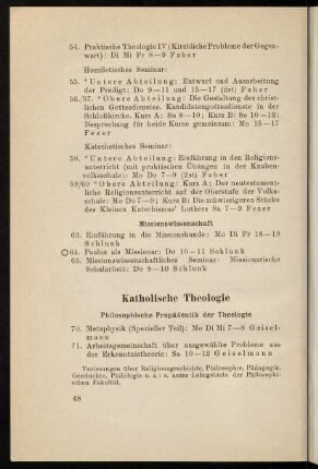 48-50, Katholische Theologie