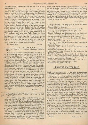 304 [Rezension] Wendland, Heinz-Dietrich, Die Kirche in der modernen Gesellschaft