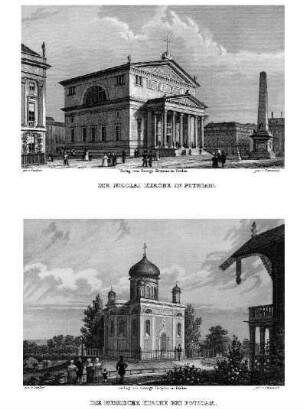 Tafel: Die Nicolai Kirche in Potsdam; Die Russische Kirche bei Potsdam