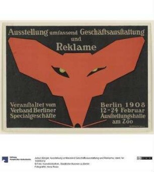 Ausstellung umfassend Geschäftsausstattung und Reklame
