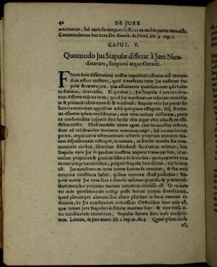 Caput. V. Quomodo Jus Stapulæ differat a Jure Nundinarum, Emporii atque Geranii.