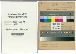 Entnazifizierung Hermann Meinersmann , geb. 11.03.1892 (Vorspinner)