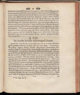 §. XIII. De Foresto Ecclesiæ Osnabrugensi donato.
