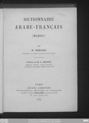 Dictionnaire arabe-français (Maroc)
