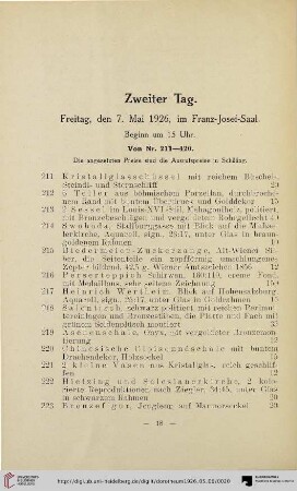 Zweiter Tag: Freitag, den 7. Mai 1926 (Nr. 211-420)