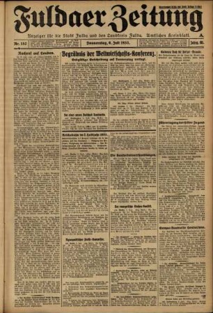 Erste Ausgabe vom Donnerstag, den 06. Juli 1933.