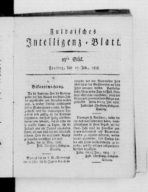 25tes Stück, Ausgabe vom 17. Jun. 1808