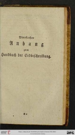 Vierfacher Anhang zum Handbuch der Erdbeschreibung