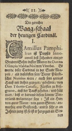 Die gerechte Waag-schaal der heutigen Cardinäl.