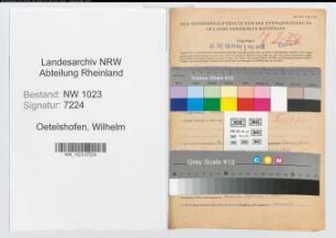 Entnazifizierung Wilhelm Oetelshofen , geb. 01.03.1903 (Montagearbeiter)