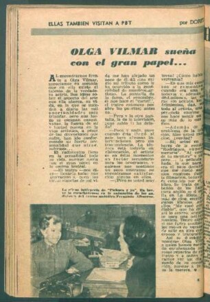 Olga Vilmar, sueña con el gran papel ... : Ellas también visitan a PBT