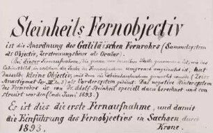 Erklärung zu zwei Aufnahmen Krones mit dem Steinheilschen Fernobjektiv : Steinheilsches Fernobjektiv, Erklärung