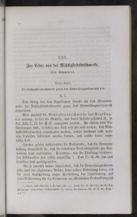 XXII. Zur Lehre von der Nichtigkeitsbeschwerde
