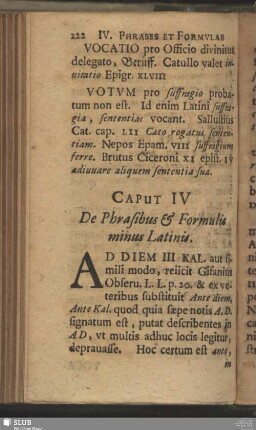 Caput IV De Phrasibus & Formulis minus Latinis