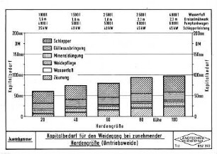 Kapitalbedarf für den Weidegang bei zunehmender Herdengröße (Umtriebsweide)