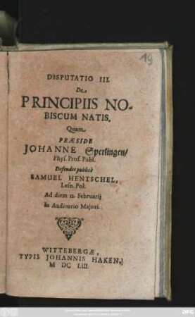 Disputatio III. De Principiis Nobiscum Natis